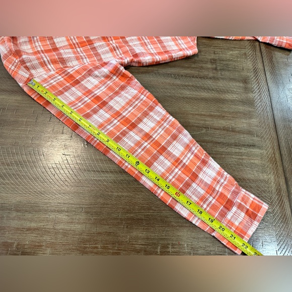 American Eagle Outfitters Orange Plaid Button Down Crop Top Blouse Size Medium - Picture 13 of 16